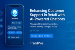 a retail-focused, AI-powered chatbot that blends rule-based flows with LLM